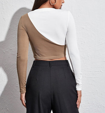Blusa Strapless Ajustada de Manga Larga con Detalles en Contraste - Image 35