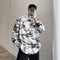 Camisa Hombre Estilo Tendencia con Estampado de Tinta en Algodón y Lino