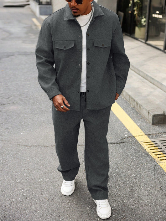 Conjunto Otoñal de Chaqueta y Pantalón Cargo para Hombre - Image 3