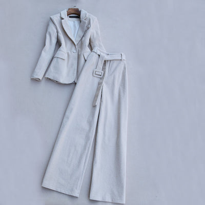 Traje de Dos Piezas Coreano con Pantalón Ancho y Solapa de Botón Único - Otoño e Invierno - Image 8