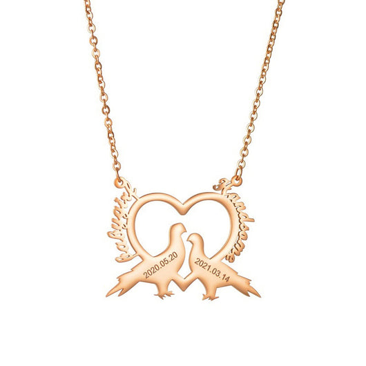 Collar de Pareja en Acero Inoxidable Europeo - Diseño Personalizado de Aves del Amor - Image 8