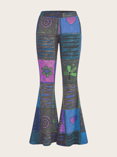Pantalones Bootcut Ajustados con Estampado Abstracto Moderno - Image 10