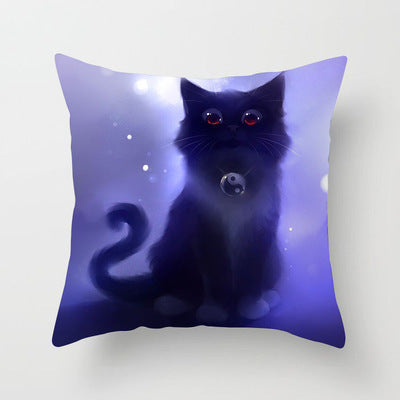 Funda de Almohada Decorativa Gato Cartoon Tela Melocotón para Home Office - Image 4