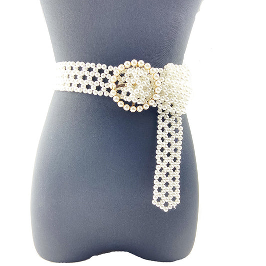Cinturón Decorativo Trenzado con Perlas y Diamantes para Mujer - Image 2