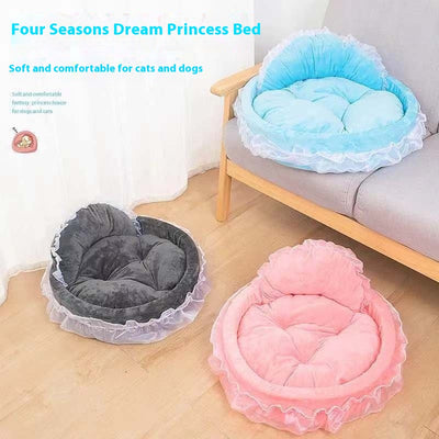 Cama Princesa para Mascotas con Encaje Teddy - Image 3