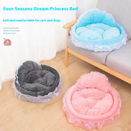 Cama Princesa para Mascotas con Encaje Teddy - Image 3