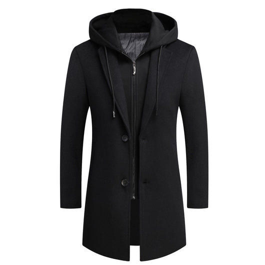 Abrigo de Lana Casual para Hombre con Gorro Desmontable - Image 3