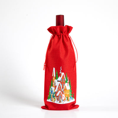 Bolsa para Vino con Pintura de Diamantes Navideña Europeo-Americana - Image 3