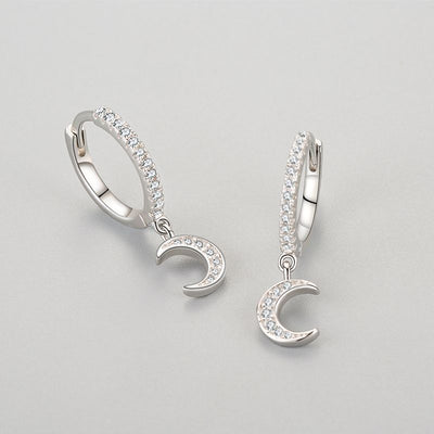 Aretes de Plata 925 con Diamantes y Diseño de Luna - Image 5