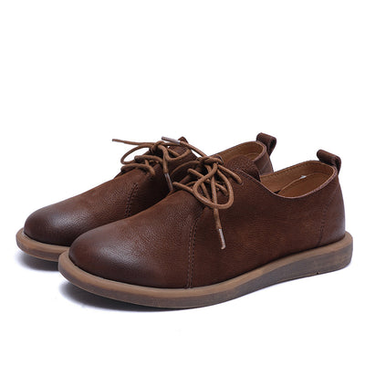 Zapatos de Cuero Estilo Retro con Cordones y Punta Redonda - Image 8