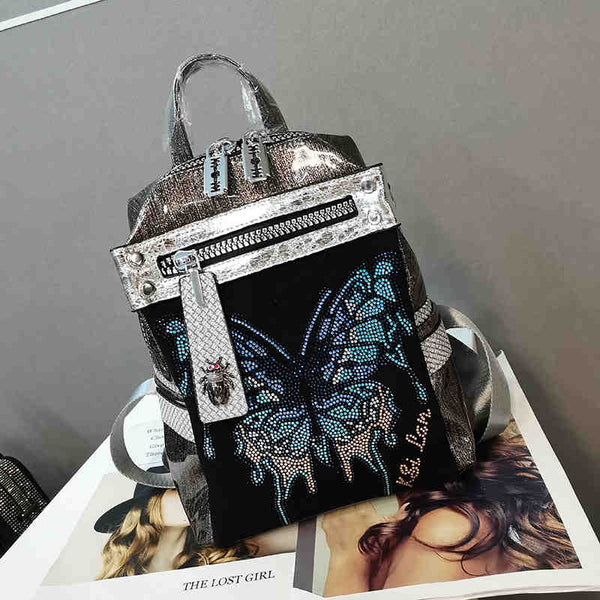 Bolso de Hombro Mariposa con Detalles de Cristal Brillante