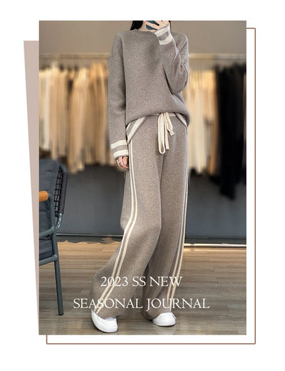 Conjunto de Pantalón Ancho y Suéter Tejido en Lana - Estilo Casual Relajado - Image 18