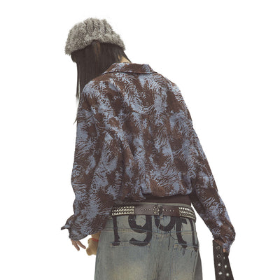 Camisa Suelta de Manga Larga Tie-Dye Tinta para Hombre - Image 3