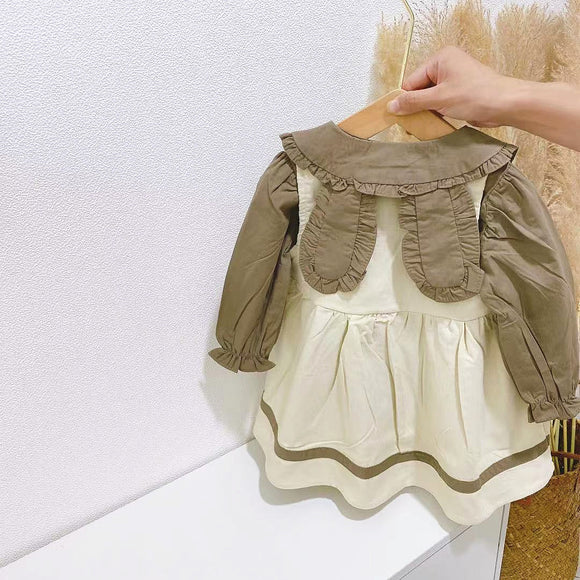 Conjunto Infantil Falda con Tirantes y Blusa Manga Larga Conejo