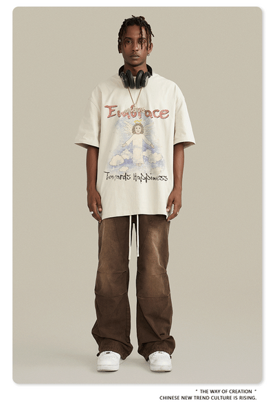 Camiseta Retro Suelta Estampada Manga Corta para Hombre - Image 15
