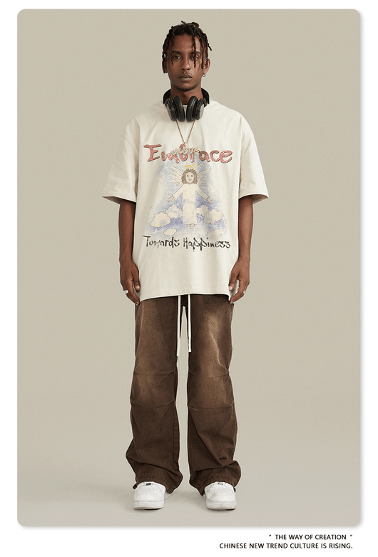 Camiseta Retro Suelta Estampada Manga Corta para Hombre - Image 15