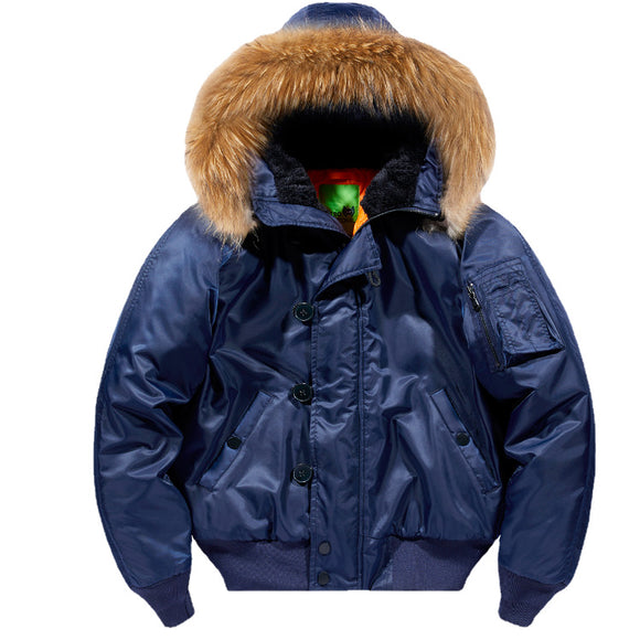 Abrigo Bomber con Cuello de Piel Desmontable - Talla Grande