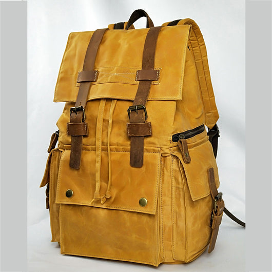 Mochila Retro de Lona Encerada Estilo Europeo y Americano - Image 3