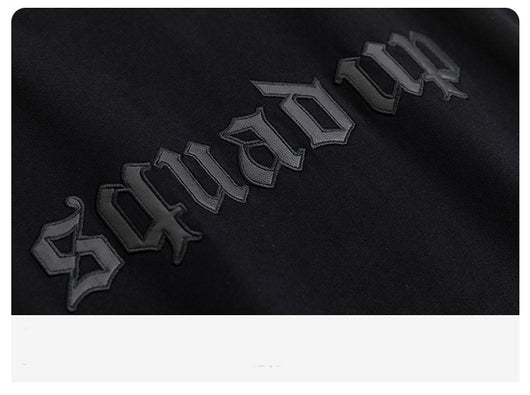 Camiseta Manga Corta de Cuero con Parches y Costuras Anchas para Hombre - Image 9