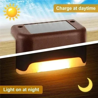 4 Luces LED Solares para Escaleras y Terrazas - Iluminación Exterior Automática