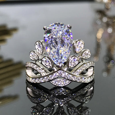 Anillo de Plata Esterlina Gota de Agua Vintage Princesa Real - Image 6