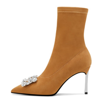 Botas Calcetín Elásticas con Tacón Aguja y Strass - Image 5