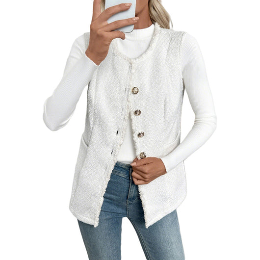 Chaleco Cardigan Elegante de Color Sólido para Mujer - Image 5