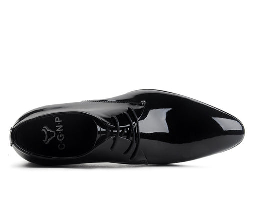 Zapatos de Novio Charol Negro Punta Aguda con Cordones - Image 9