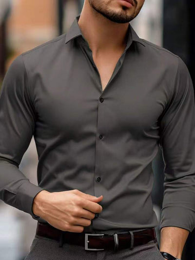 Camisa Ejecutiva de Manga Larga Color Sólido - Image 6