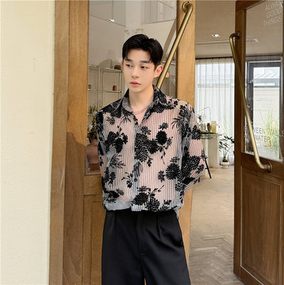Camisa Casual Hombre con Tejido Calado Jacquard