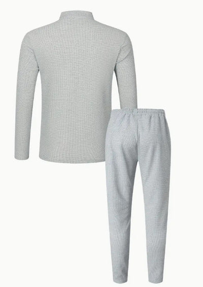 Conjunto Casual de Pantalón y Camiseta Henley Texturizada de Manga Larga para Hombre - Image 21