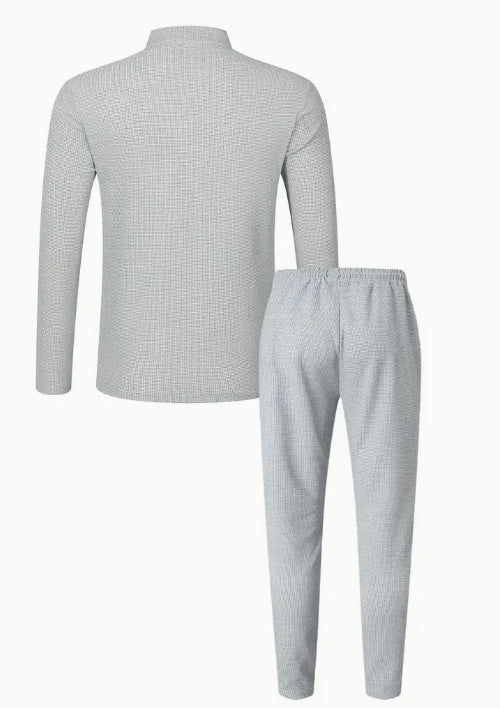 Conjunto Casual de Pantalón y Camiseta Henley Texturizada de Manga Larga para Hombre - Image 21
