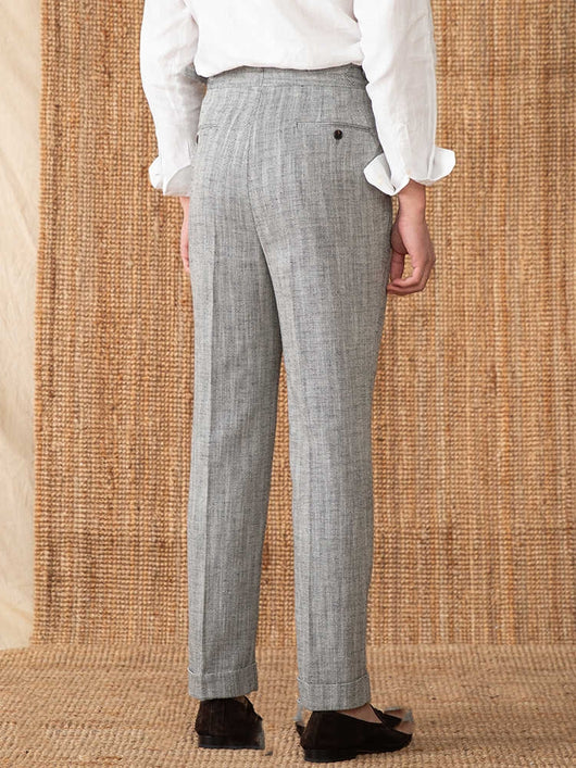 Pantalones Rectos de Cintura Alta en Algodón y Lino Transpirable - Image 5