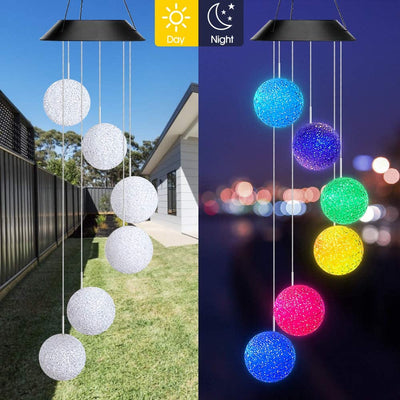 Lámpara Solar Cambia Colores con Carillón de Viento - Bola de Cristal Colibrí y Mariposa - Image 27