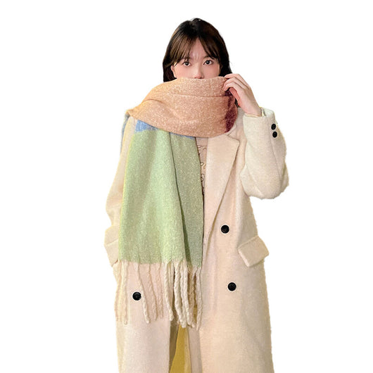 Bufanda de Mohair Suave y Gruesa con Cashmira Artificial - Combinación de Colores para Mujer - Image 4