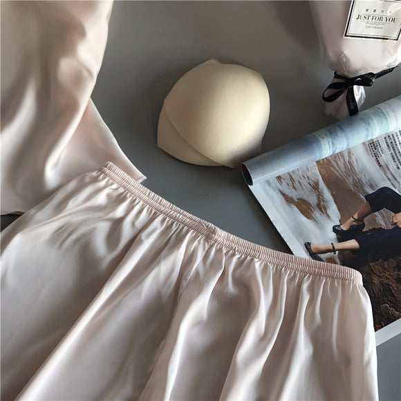 Conjunto de Pijama Seda Cinta Hielo para Mujer - Dos Piezas Loungewear