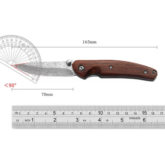 Cuchillo Plegable de Acero Damasco para Camping, Defensa Personal y Uso Portátil - Image 6