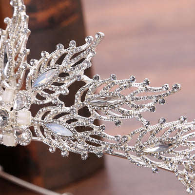 Corona Nupcial de Rhinestones Hoja Artesanal - Tocado Nupcial Exquisito - Image 9