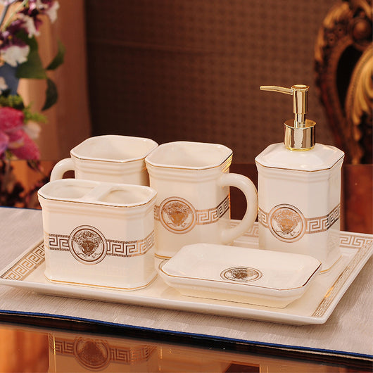 Set de 5 Piezas de Cerámica para Baño - Vasos para Cepillado e Enjuague - Image 9
