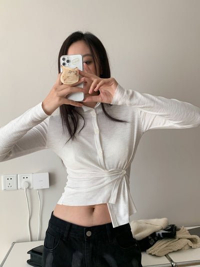 Blusa Asimétrica de Botones con Solapa Clásica - Image 18