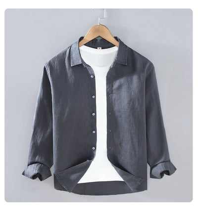 Camisa de Lino Puro para Hombre - Estilo Versátil Moderno - Image 31