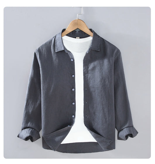Camisa de Lino Puro para Hombre - Estilo Versátil Moderno - Image 31