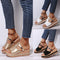 Sandalias Cuña Punta Abierta Casual para Mujer