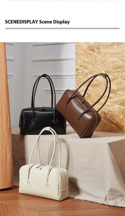 Bolso Boston de Cuero Genuino para Mujer - Portátil y Elegante - Image 27