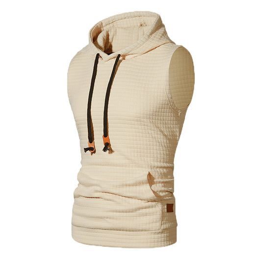 Sudadera sin Mangas Jacquard Tejida de Color Sólido para Hombre - Image 4