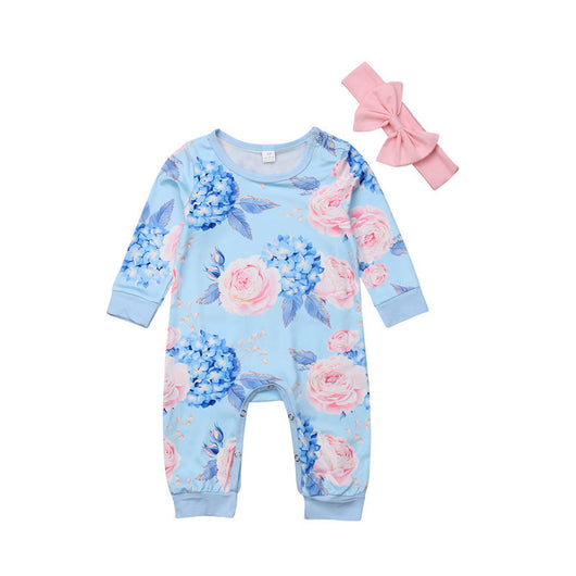 Enterizo Floral de Manga Larga para Niñas con Diadema Coordinada - Image 4