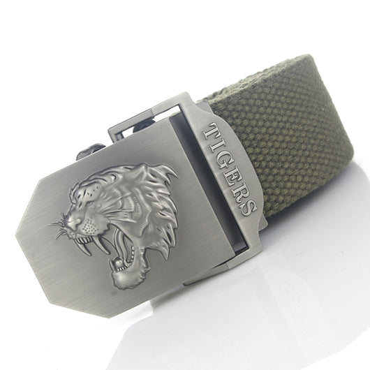 Cinturón Canvas para Hombre con Hebilla Automática Cabeza de Tigre - Image 5
