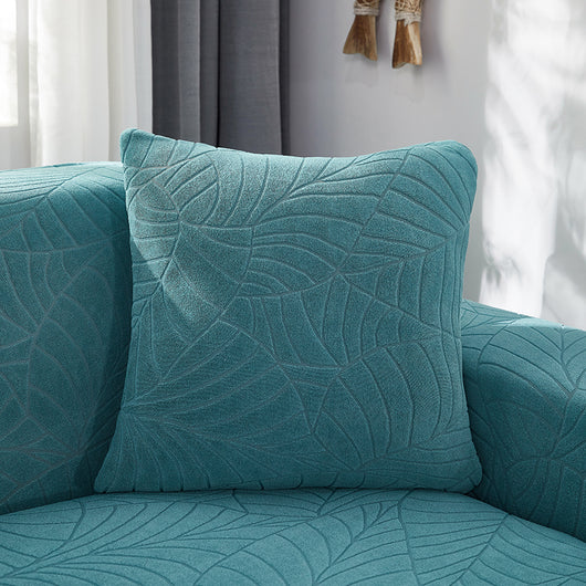 Funda de Almohada Jacquard Nórdica con Hoja Grande en Colores Puros - Image 3