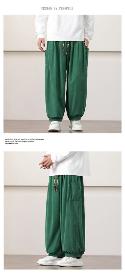 Pantalones Harem de Pana Otoño Estilo Chino para Hombre - Image 17