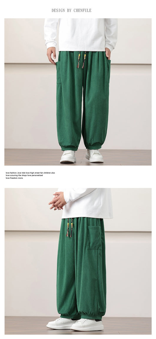 Pantalones Harem de Pana Otoño Estilo Chino para Hombre - Image 17